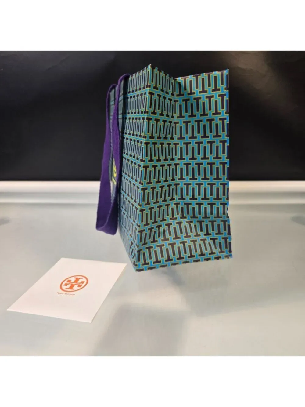 TORY BURCH Authentic Paper Bag Gift Shopping Tote Bag 9x12x5 Purple Blue